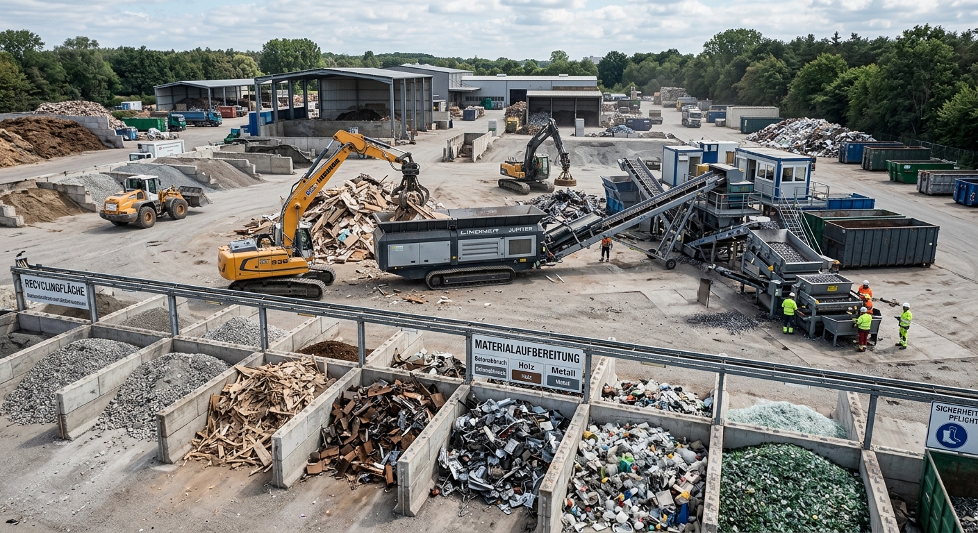 Recyclingfläche mit Materialaufbereitung