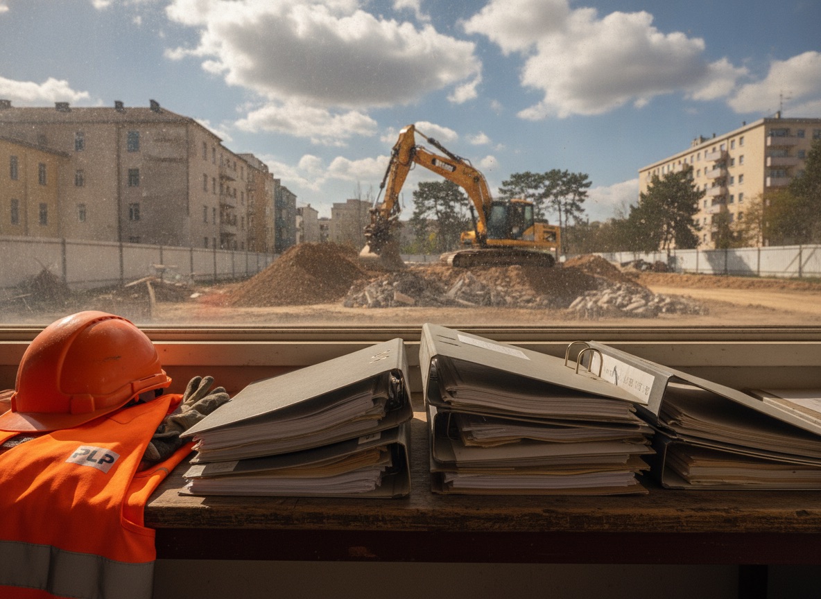 Ordner und Dokumentation auf einer PLP Baustelle