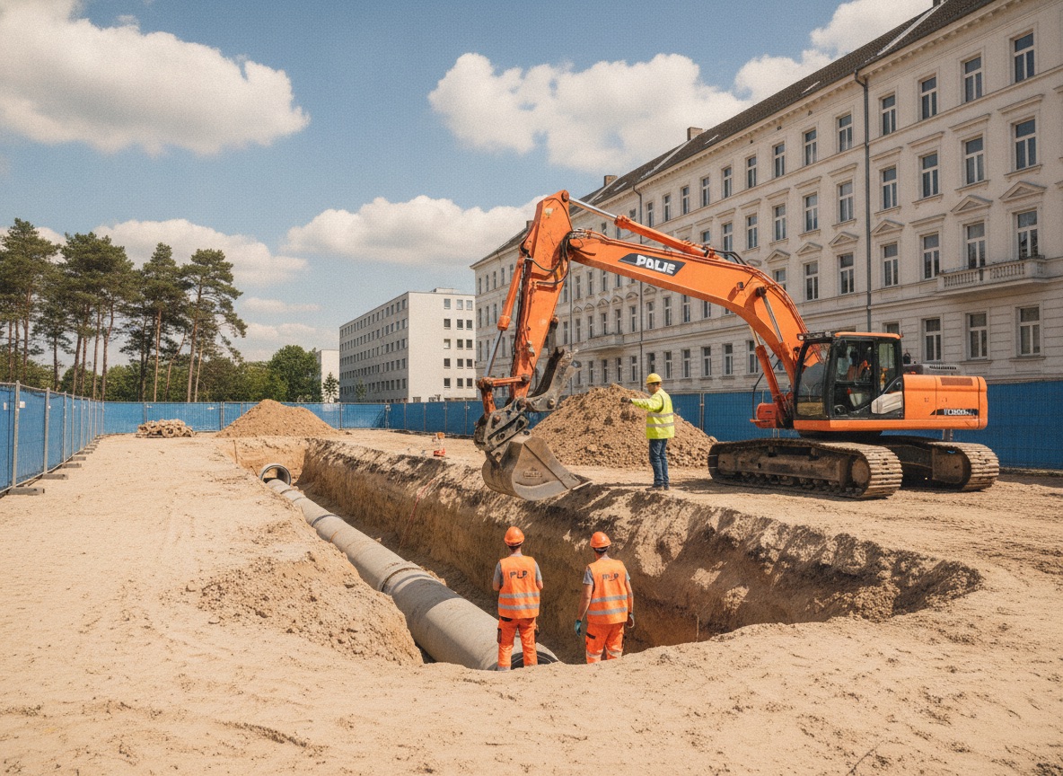 Leitungsbau in Berlin, Kanalarbeiten und Erschließung