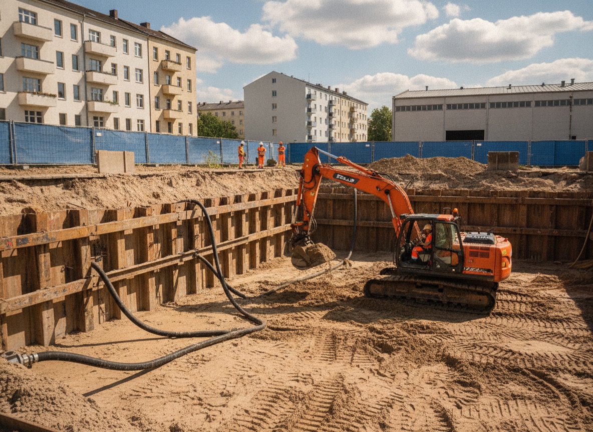 Baugrubensicherung in Berlin – Verbau und Wasserhaltung